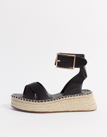 Glamorous Wide Fit Espadrille Platform Crne - Ženske Sandale | 90584FBWZ